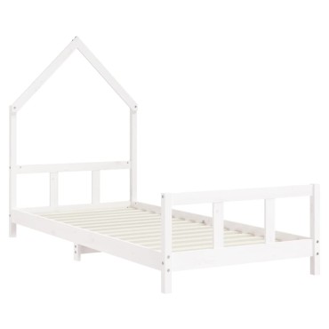 vidaXL Πλαίσιο Παιδικού Κρεβατιού Λευκό 90x190cm από Μασίφ Ξύλο Πεύκου 1 τεμ. - Μονό