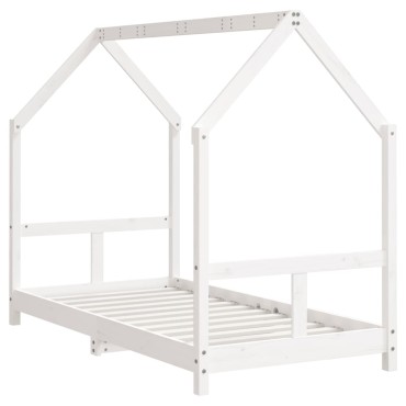 vidaXL Πλαίσιο Παιδικού Κρεβατιού Λευκό 80x160cm Μασίφ Ξύλο Πεύκου 1 τεμ. - Μονό