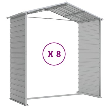 vidaXL Αποθήκη Κήπου Ανοιχτό Γκρι 191x725x198 εκ. Γαλβανισμένο Ατσάλι