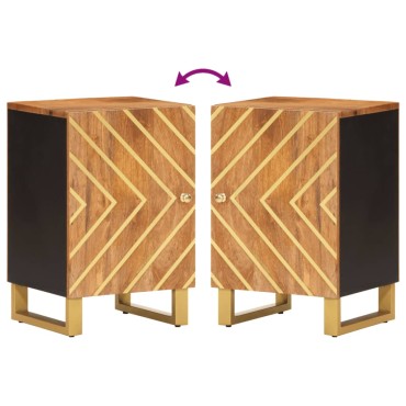 vidaXL Ντουλάπι Μπάνιου Καφέ/Μαύρο 38x33,5x58cm Μασίφ Ξύλο Μάνγκο 1 τεμ.