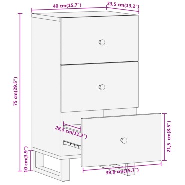 vidaXL Βοηθητικό Έπιπλο Καφέ/Μαύρο 40x33,5x75cm Μασίφ Ξύλο Μάνγκο 1 τεμ.