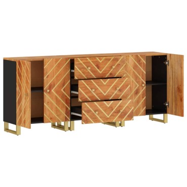 vidaXL Βοηθητικά Έπιπλα 3 τεμ. Καφέ/Μαύρο 60x33,5x75cm Μασίφ Ξύλο Μάνγκο