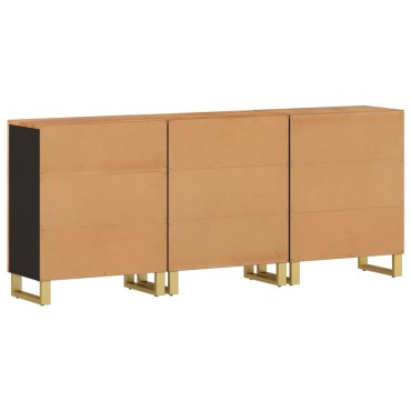 vidaXL Βοηθητικά Έπιπλα 3 τεμ. Καφέ/Μαύρο 60x33,5x75cm Μασίφ Ξύλο Μάνγκο