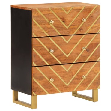 vidaXL Βοηθητικά Έπιπλα 3 τεμ. Καφέ/Μαύρο 60x33,5x75cm Μασίφ Ξύλο Μάνγκο