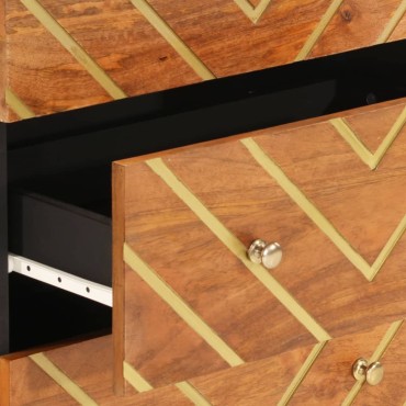 vidaXL Βοηθητικά Έπιπλα 3 τεμ. Καφέ/Μαύρο 60x33,5x75cm Μασίφ Ξύλο Μάνγκο