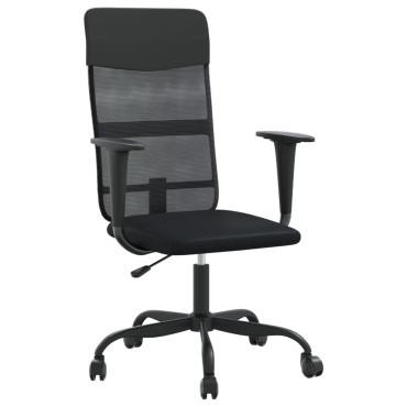vidaXL Καρέκλα Γραφείου Ρυθμ. Ύψος Μαύρη Διχτυωτό Ύφασμα/Συνθ. Δέρμα 68x67x104-114cm 1 τεμ.