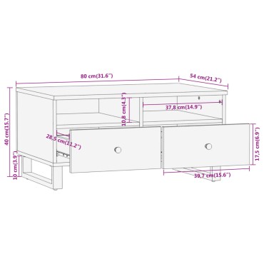 vidaXL Τραπεζάκι Σαλονιού Καφέ/Μαύρο 80x54x40cm Μασίφ Ξύλο Μάνγκο 1 τεμ.