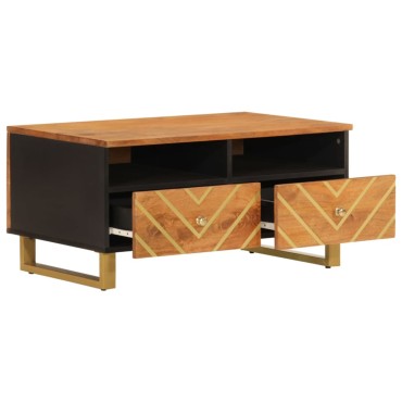vidaXL Τραπεζάκι Σαλονιού Καφέ/Μαύρο 80x54x40cm Μασίφ Ξύλο Μάνγκο 1 τεμ.
