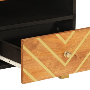 vidaXL Τραπεζάκι Σαλονιού Καφέ/Μαύρο 80x54x40cm Μασίφ Ξύλο Μάνγκο 1 τεμ.