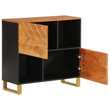 vidaXL Βοηθητικό Έπιπλο Καφέ/Μαύρο 80x33,5x75cm Μασίφ Ξύλο Μάνγκο 1 τεμ.