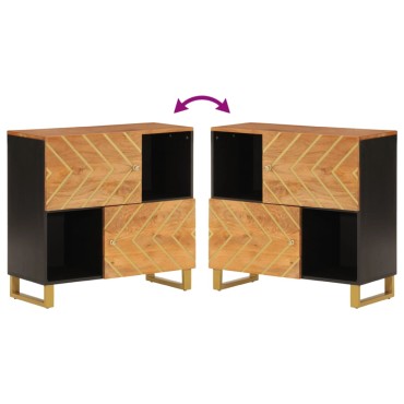 vidaXL Βοηθητικό Έπιπλο Καφέ/Μαύρο 80x33,5x75cm Μασίφ Ξύλο Μάνγκο 1 τεμ.