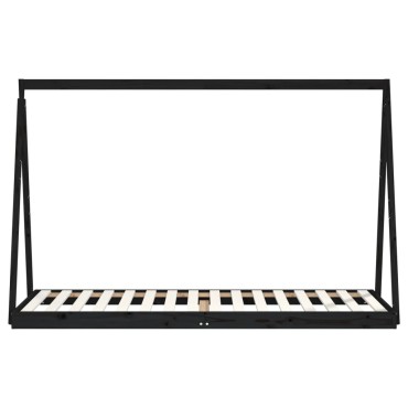 vidaXL Πλαίσιο Παιδικού Κρεβατιού Μαύρο 80x200cm Μασίφ Ξύλο Πεύκου 1 τεμ. - Μονό