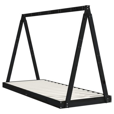 vidaXL Πλαίσιο Παιδικού Κρεβατιού Μαύρο 80x200cm Μασίφ Ξύλο Πεύκου 1 τεμ. - Μονό