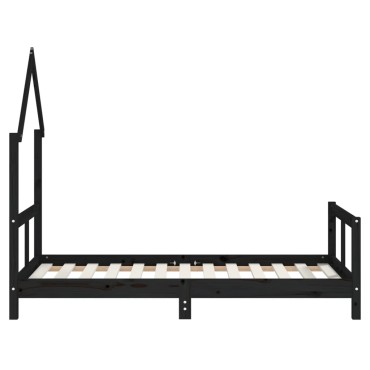 vidaXL Πλαίσιο Παιδικού Κρεβατιού Μαύρο 80x160cm Μασίφ Ξύλο Πεύκου 1 τεμ. - Μονό