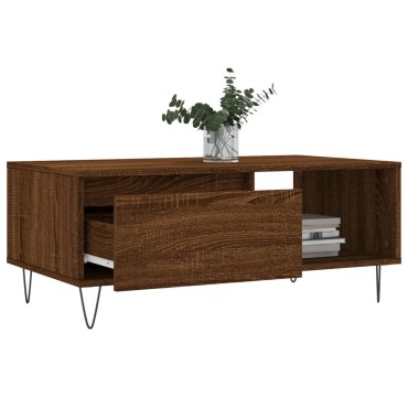vidaXL Τραπεζάκι Σαλονιού Καφέ Δρυς 90x50x36,5cm Επεξεργασμ. Ξύλο 1 τεμ.