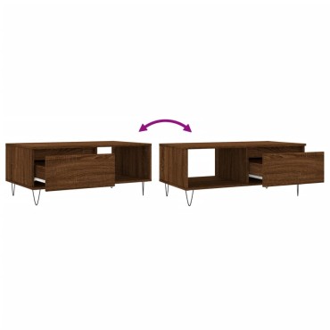 vidaXL Τραπεζάκι Σαλονιού Καφέ Δρυς 90x50x36,5cm Επεξεργασμ. Ξύλο 1 τεμ.