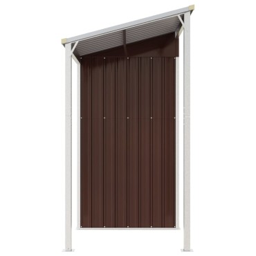 vidaXL Αποθήκη Κήπου Εκτεταμένη Οροφή Καφέ 277x110,5x181 εκ. Ατσάλι