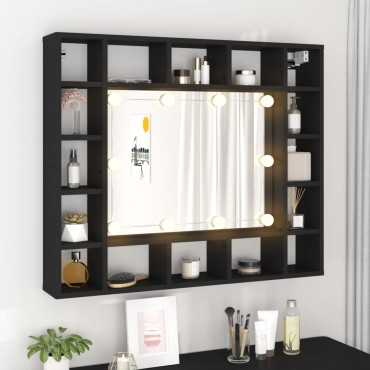 vidaXL Έπιπλο Καθρέπτη LED Μαύρο 91x15x76,5cm 1 τεμ.