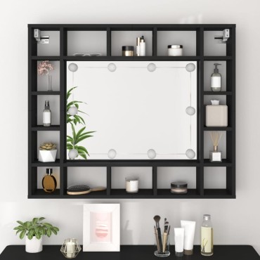 vidaXL Έπιπλο Καθρέπτη LED Μαύρο 91x15x76,5cm 1 τεμ.