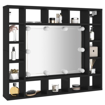 vidaXL Έπιπλο Καθρέπτη LED Μαύρο 91x15x76,5cm 1 τεμ.
