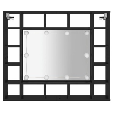 vidaXL Έπιπλο Καθρέπτη LED Μαύρο 91x15x76,5cm 1 τεμ.