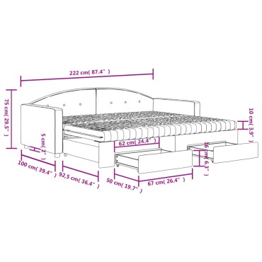 vidaXL Καναπές Κρεβάτι Συρόμενος Αν. Γκρι 90x200 εκ Βελούδο & Συρτάρια