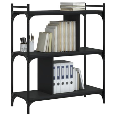 vidaXL Βιβλιοθήκη 3 Επιπέδων Μαύρη 76x32x88cm από Επεξεργ. Ξύλο 1 τεμ.