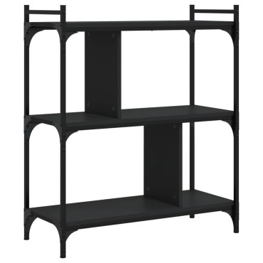 vidaXL Βιβλιοθήκη 3 Επιπέδων Μαύρη 76x32x88cm από Επεξεργ. Ξύλο 1 τεμ.