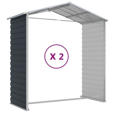 vidaXL Αποθήκη Κήπου Ανθρακί 191x215x198 εκ. Γαλβανισμένο Ατσάλι