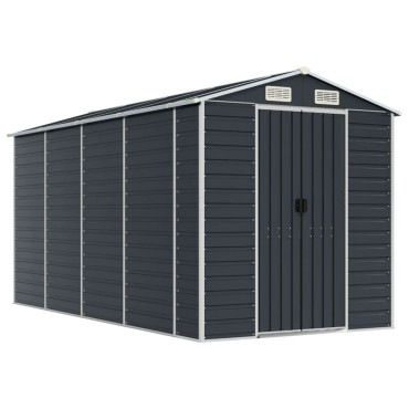 vidaXL Αποθήκη Κήπου Ανθρακί 191x385x198 εκ. Γαλβανισμένο Ατσάλι