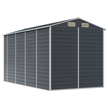 vidaXL Αποθήκη Κήπου Ανθρακί 191x385x198 εκ. Γαλβανισμένο Ατσάλι