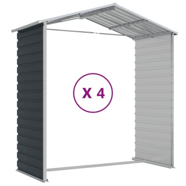 vidaXL Αποθήκη Κήπου Ανθρακί 191x385x198 εκ. Γαλβανισμένο Ατσάλι