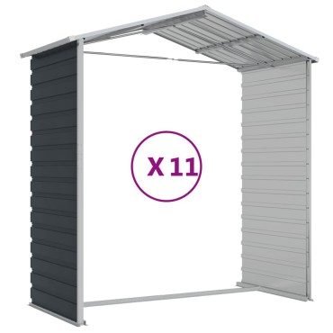 vidaXL Αποθήκη Κήπου Ανθρακί 191x980x198 εκ. Γαλβανισμένο Ατσάλι