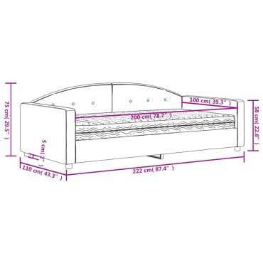 vidaXL Καναπές Κρεβάτι με Στρώμα Μπλε 100x200 εκ. Βελούδινος