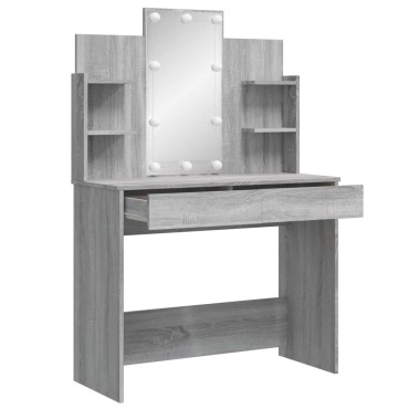 vidaXL Μπουντουάρ με LED Φώτα Γκρι Sonoma 96x40x142cm 1 τεμ.