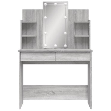vidaXL Μπουντουάρ με LED Φώτα Γκρι Sonoma 96x40x142cm 1 τεμ.