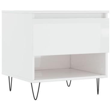 vidaXL Τραπεζάκι Σαλονιού Γυαλιστ. Λευκό 50x46x50cm Επεξεργ. Ξύλο 1 τεμ.
