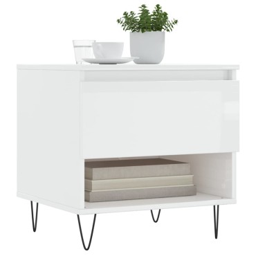 vidaXL Τραπεζάκι Σαλονιού Γυαλιστ. Λευκό 50x46x50cm Επεξεργ. Ξύλο 1 τεμ.