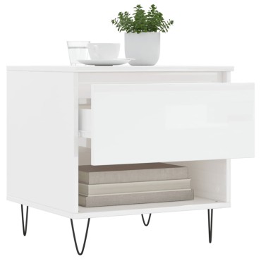 vidaXL Τραπεζάκι Σαλονιού Γυαλιστ. Λευκό 50x46x50cm Επεξεργ. Ξύλο 1 τεμ.