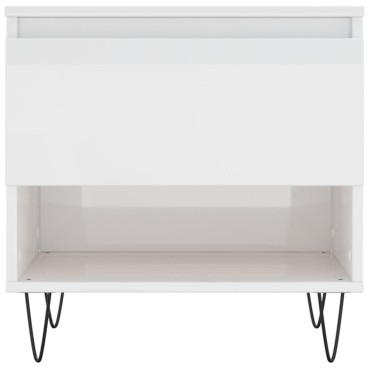 vidaXL Τραπεζάκι Σαλονιού Γυαλιστ. Λευκό 50x46x50cm Επεξεργ. Ξύλο 1 τεμ.