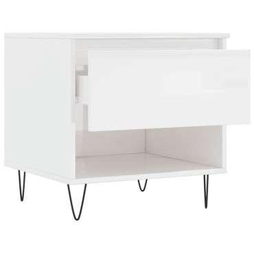 vidaXL Τραπεζάκι Σαλονιού Γυαλιστ. Λευκό 50x46x50cm Επεξεργ. Ξύλο 1 τεμ.