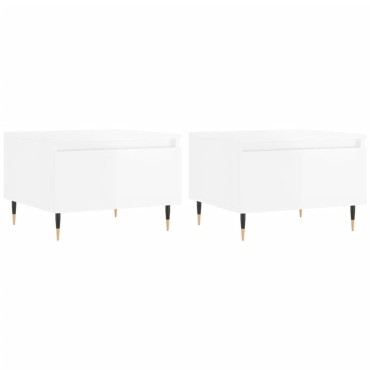 vidaXL Τραπεζάκια Σαλονιού 2 τεμ. Γυαλ. Λευκό 50x46x35cm Επεξ. Ξύλο