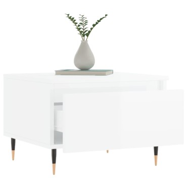 vidaXL Τραπεζάκια Σαλονιού 2 τεμ. Γυαλ. Λευκό 50x46x35cm Επεξ. Ξύλο