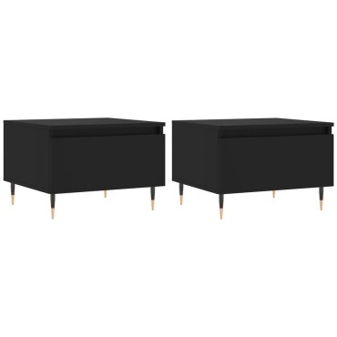 vidaXL Τραπεζάκια Σαλονιού 2 τεμ. Μαύρα 50x46x35cm Επεξεργ. Ξύλο