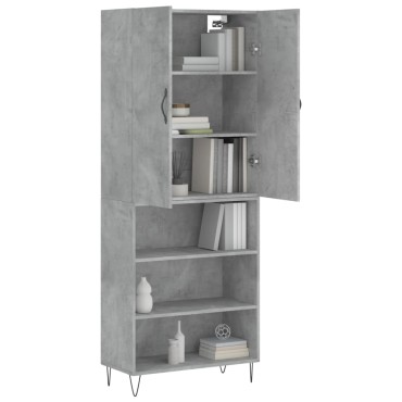 vidaXL Ντουλάπι Γκρι Σκυροδέματος 69,5x34x180cm Επεξεργασμένο Ξύλο 1 τεμ.