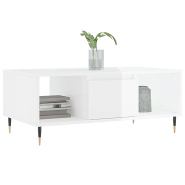 vidaXL Τραπεζάκι Σαλονιού Γυαλ. Λευκό 90x50x36,5cm Επεξεργ. Ξύλο 1 τεμ.