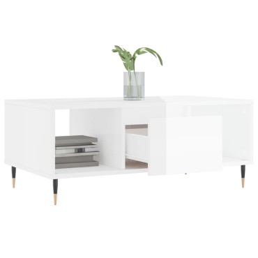 vidaXL Τραπεζάκι Σαλονιού Γυαλ. Λευκό 90x50x36,5cm Επεξεργ. Ξύλο 1 τεμ.