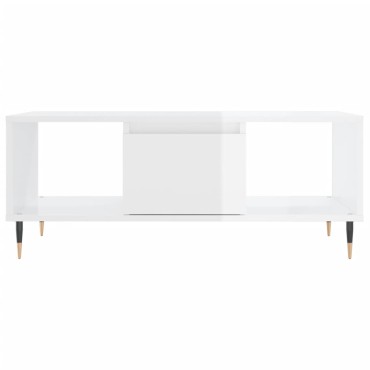 vidaXL Τραπεζάκι Σαλονιού Γυαλ. Λευκό 90x50x36,5cm Επεξεργ. Ξύλο 1 τεμ.