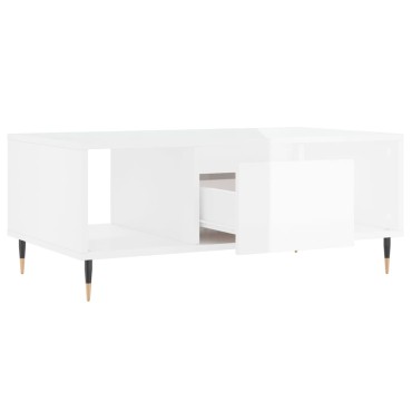 vidaXL Τραπεζάκι Σαλονιού Γυαλ. Λευκό 90x50x36,5cm Επεξεργ. Ξύλο 1 τεμ.