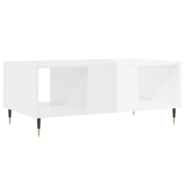 vidaXL Τραπεζάκι Σαλονιού Γυαλ. Λευκό 90x50x36,5cm Επεξεργ. Ξύλο 1 τεμ.